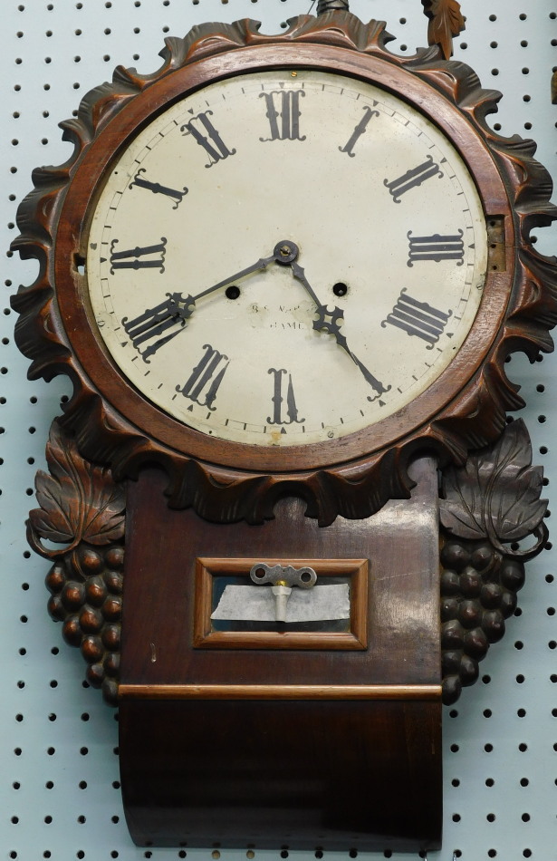 Appraisal: A thC drop dial wall clock in a mahogany case