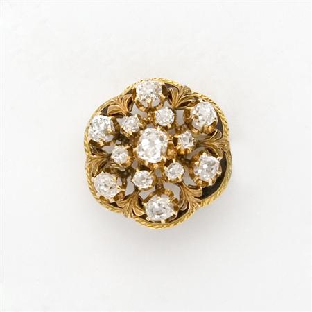 Appraisal: Antique Gold Diamond and Black Enamel Pin Estimate -