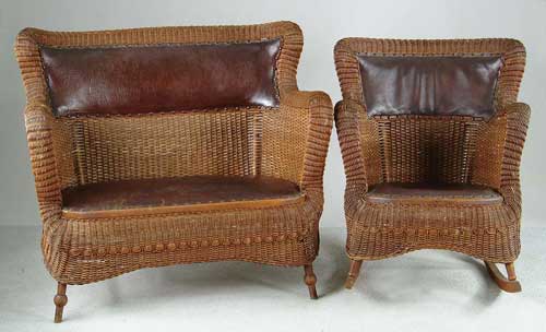 Appraisal: FINE TWO-PIECE WICKER PARLOR SET BY HEYWOOD WAKEFIELD Set consists