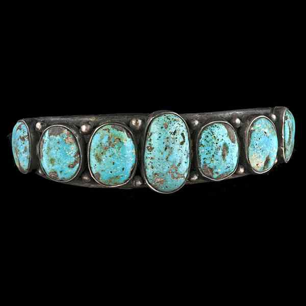 Appraisal: Navajo Silver and Turquoise Bracelet Collected by Virginia Doneghy -