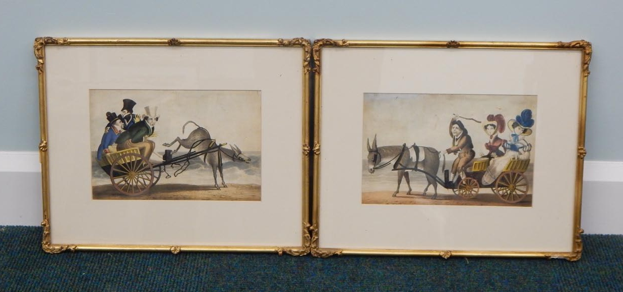 Appraisal: A pair of thC coloured prints male and female figures