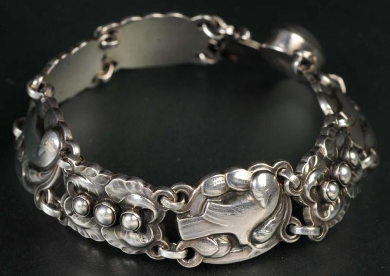 Appraisal: Antique Jewelry Sterling Silver Bracelet Description Marked Sterling Denmark and