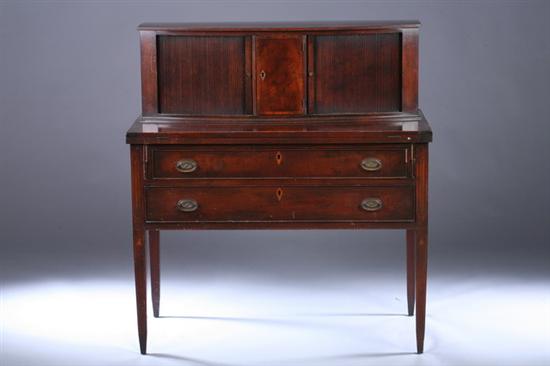 Appraisal: AMERICAN FEDERAL STYLE MAHOGANY TAMBOUR DESK Early th century reproduced