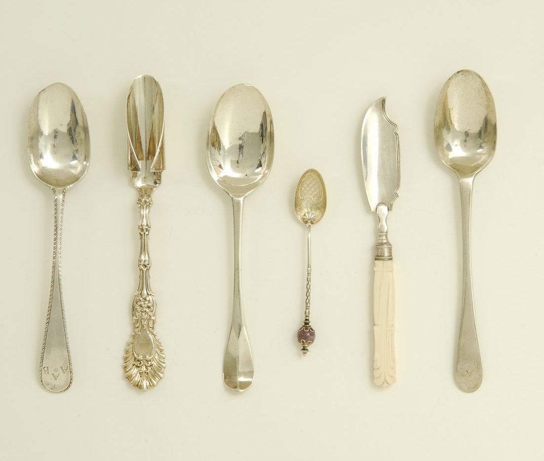 Appraisal: SIX PIECES OF STERLING AND COIN SILVER FLATWARE Includes sterling