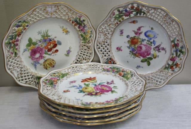 Appraisal: DRESDEN Set of Reticulated Plates From a Bronxville NY estate