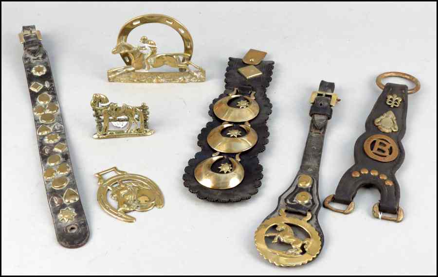 Appraisal: GROUP OF HORSE BRASSES Together with two brass horse motif