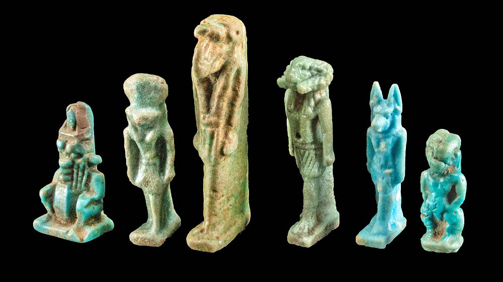 Appraisal: Egyptian Glazed Faience Pendants of Deities Egypt Late Dynastic Period