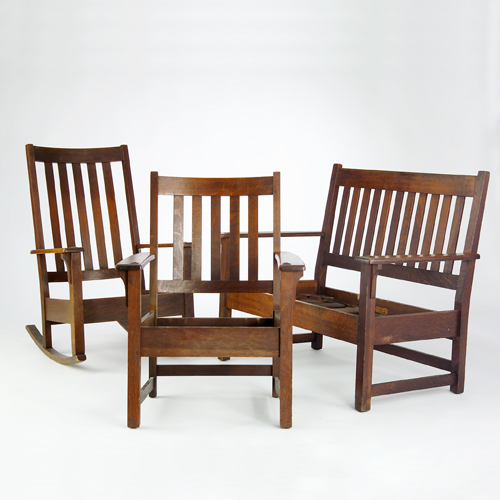 Appraisal: LIMBERT Three-piece parlor set consisting of settee rocker and armchair