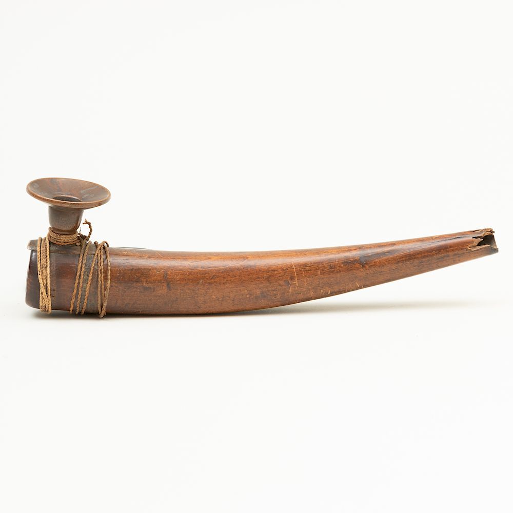 Appraisal: Eskimo Culture Wooden and Copper Pipe Fitted with a shot