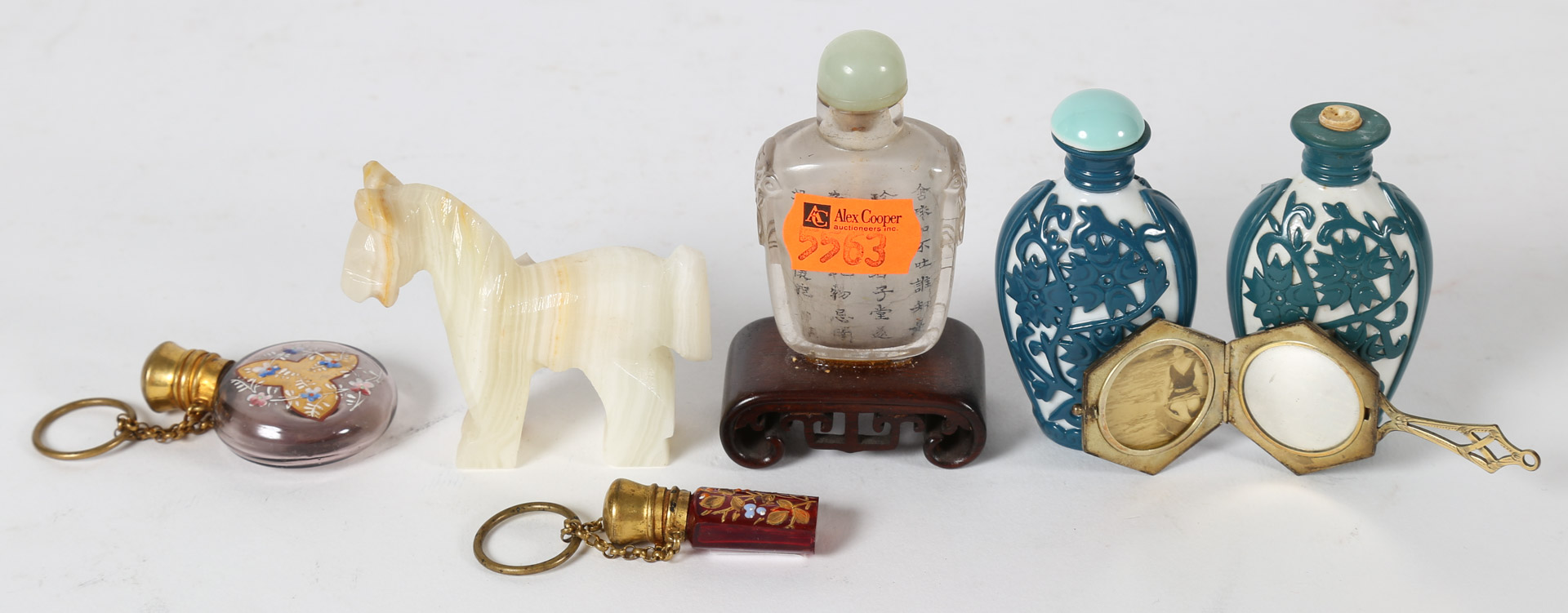 Appraisal: Assortment of items including snuff bottles hardstone figure small hand