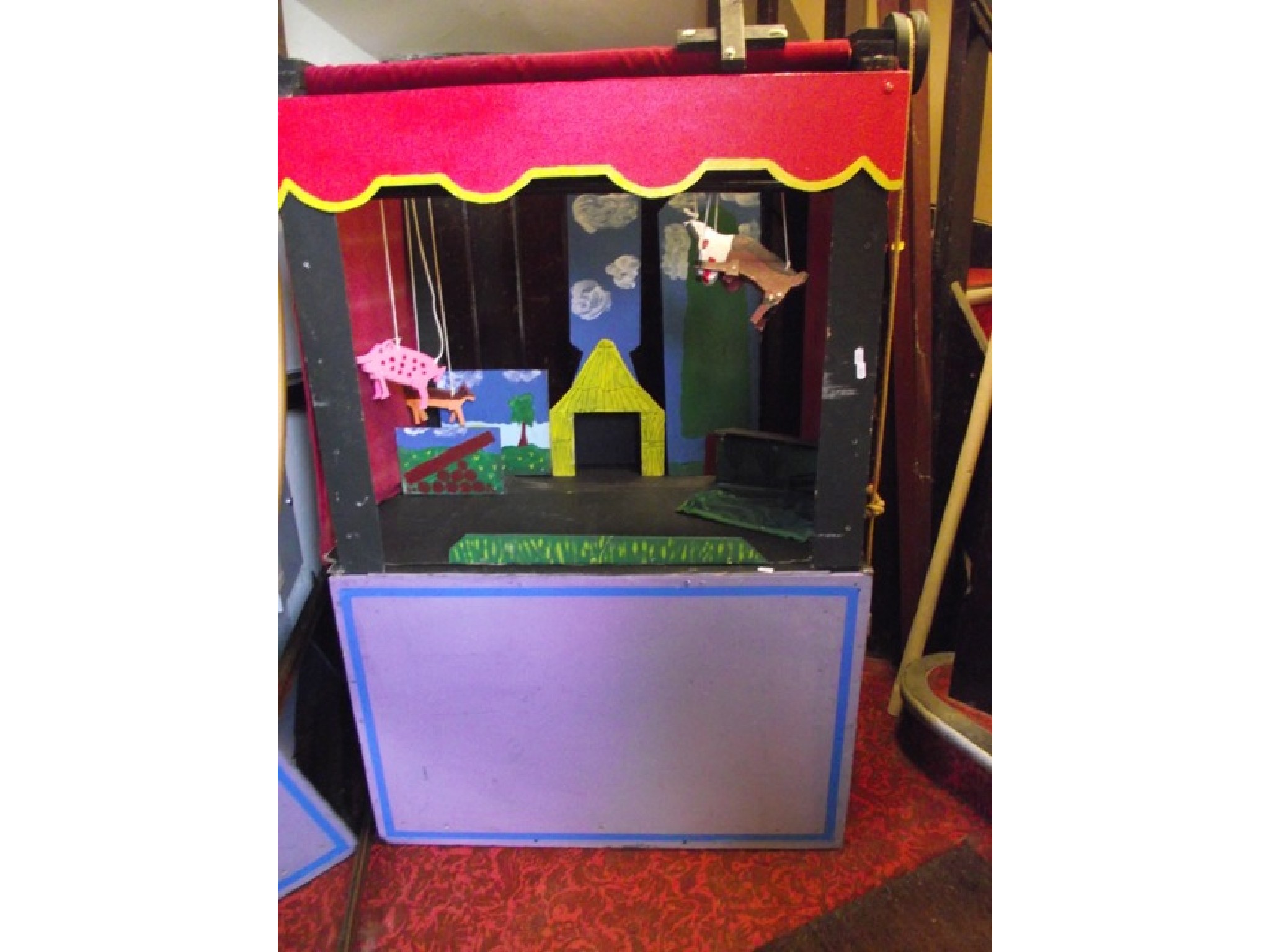 Appraisal: A home built wooden framed puppet theatre and accessories