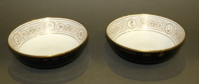 Appraisal: A pair of Royal Doulton commemorative bowls in gilded cobalt