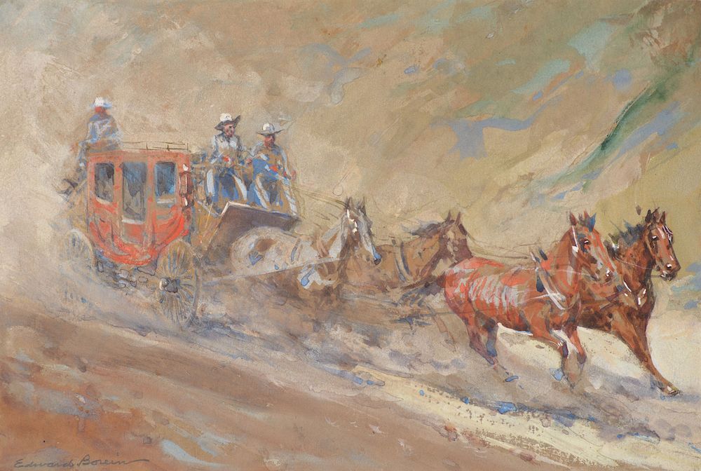 Appraisal: Edward Borein - Stagecoach Exclusive on Bidsquare Edward Borein -