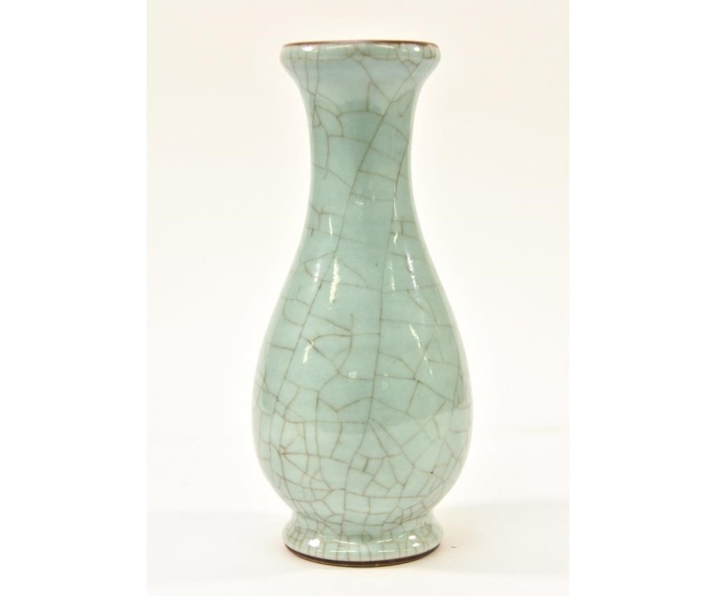 Appraisal: Chinese porcelain green blue crackleware vase th c h x