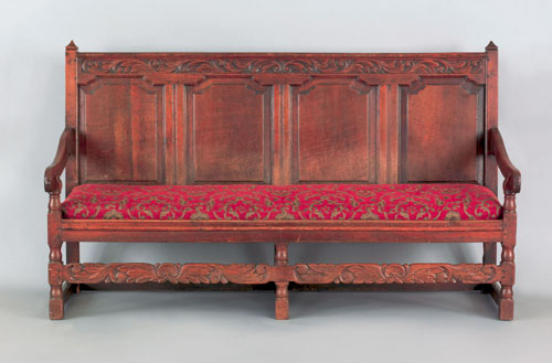 Appraisal: George I oak settle early th c with foliate carved