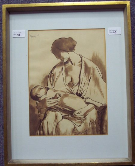 Appraisal: Bernard Meninsky Mother and Child signed and dated ink and