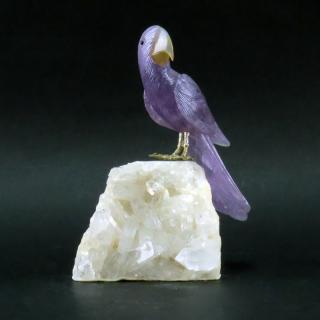 Appraisal: Attributed to Eberhardt Bank German th century Carved Amethyst Parrot