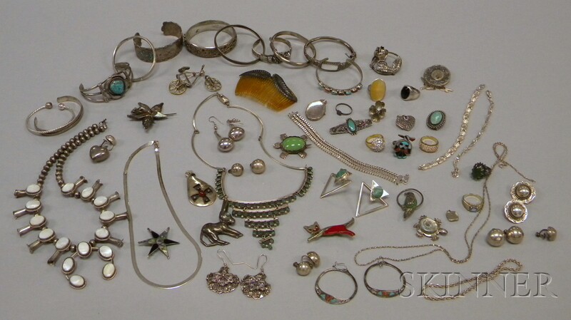 Appraisal: Group of Mostly Sterling Silver Jewelry including cuff and bangle