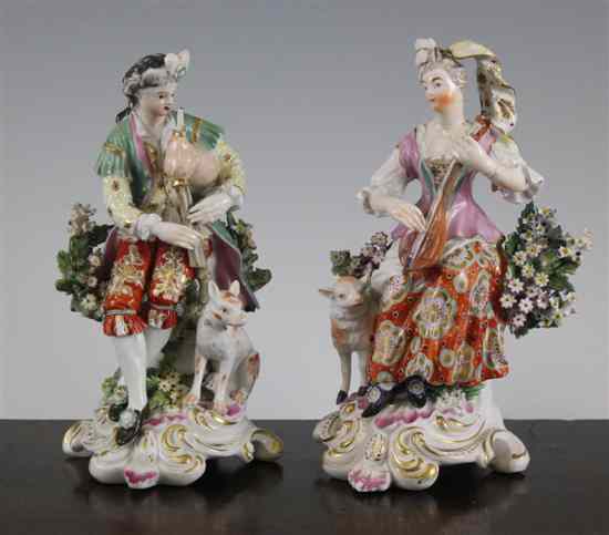 Appraisal: A pair of Derby figures of musicians c each seated