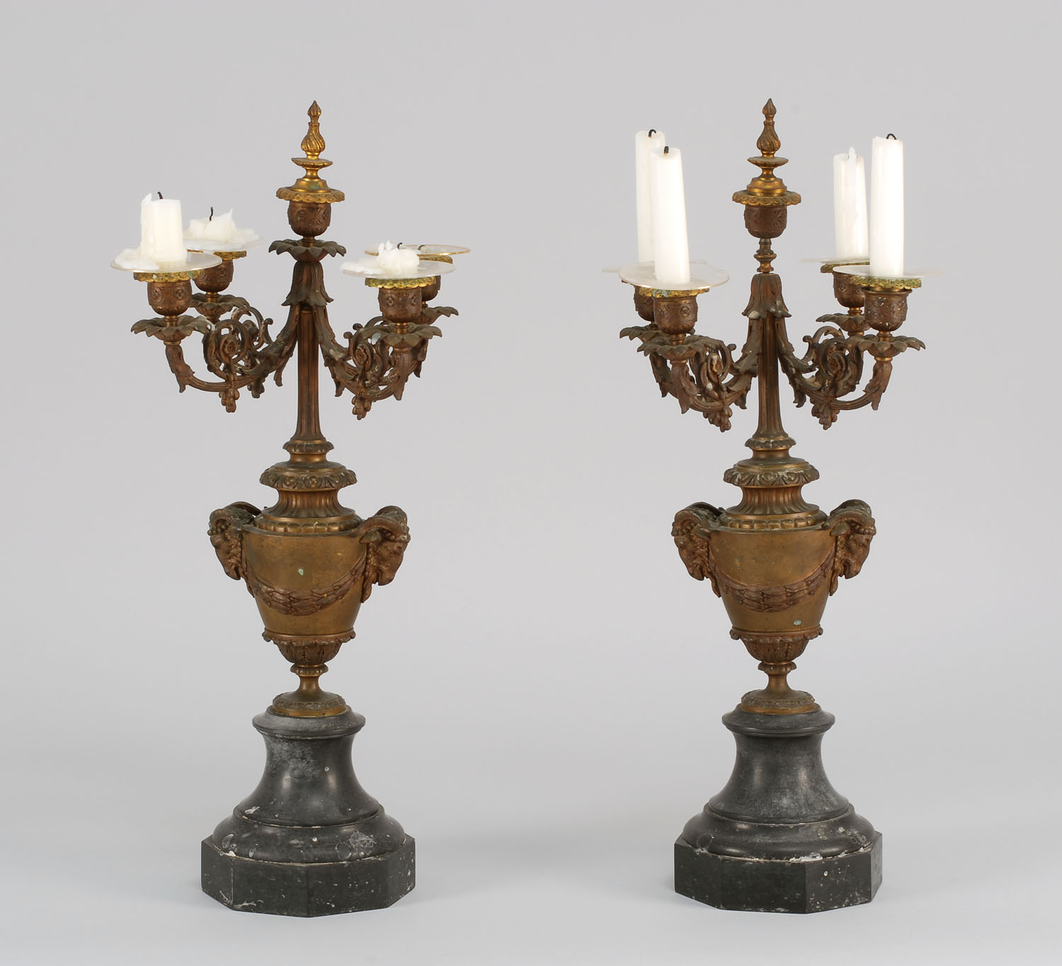 Appraisal: PAIR OF VICTORIAN MANTEL GARNITURES Five socles the central with