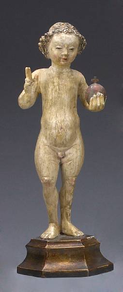 Appraisal: A Spanish polychrome decorated figure of the Christ child th