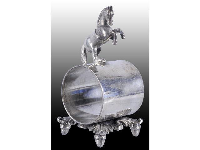 Appraisal: Small Rearing Horse on Figural Napkin Ring Description Fancy base