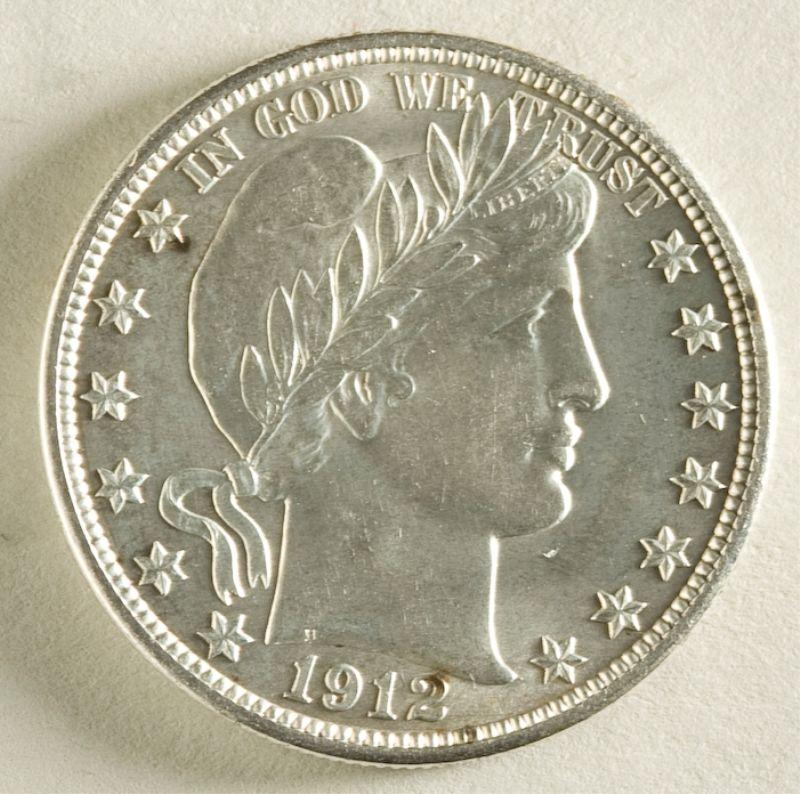 Appraisal: -S Barber Half Dollar AU possibly cleaned