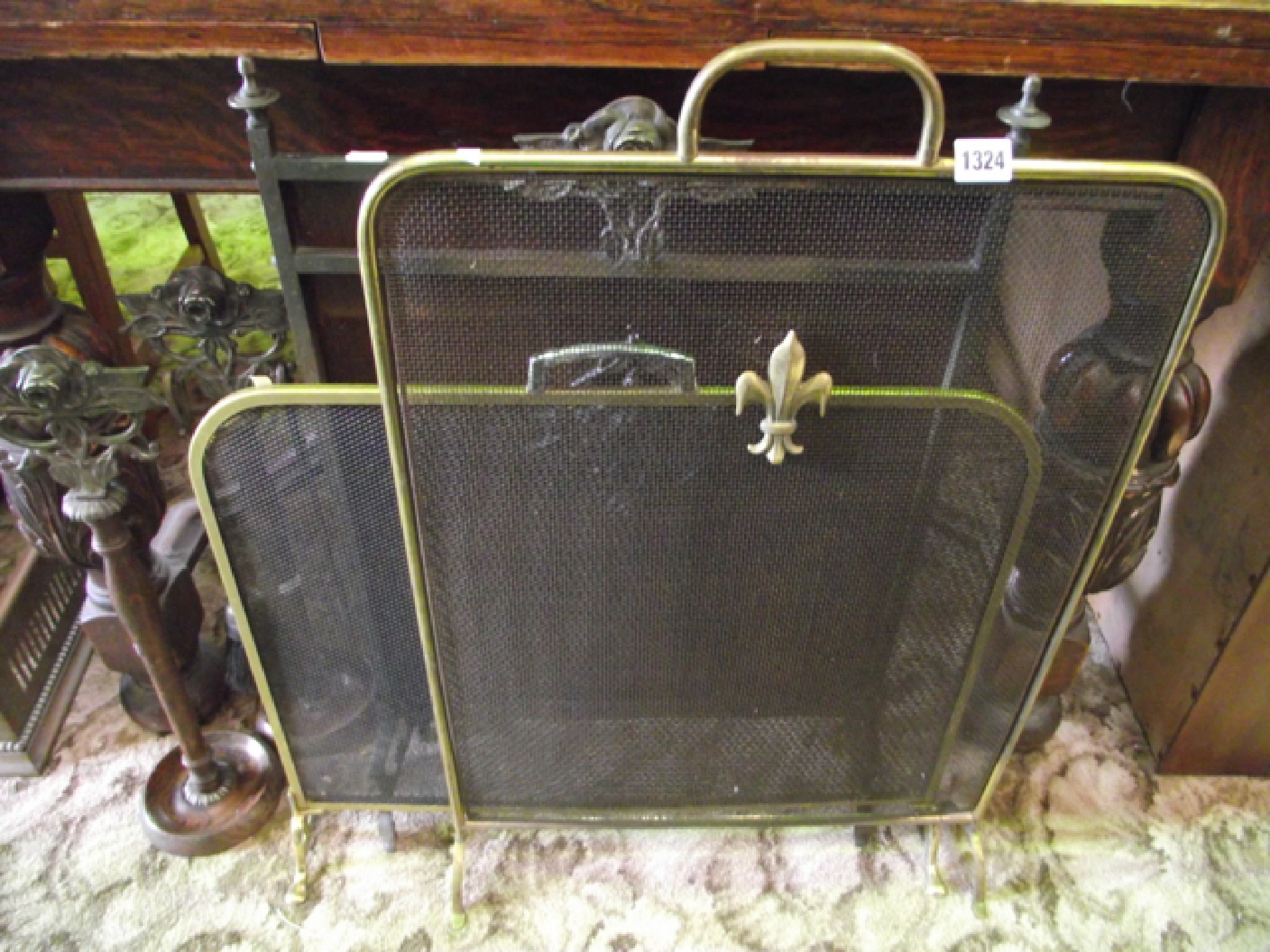 Appraisal: Three varying spark guards two with brass frames together with