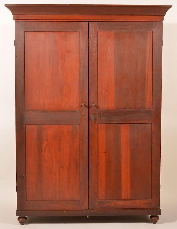 Appraisal: th Century Softwood Wardrobe th Century Softwood Wardrobe with Brown