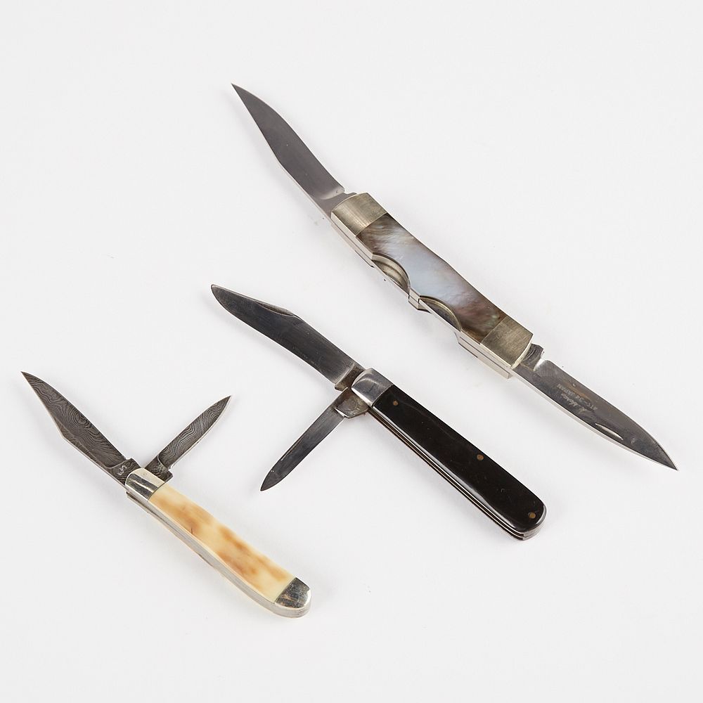 Appraisal: Grp Double Blade Folding Knives - Hara Shadley Remington Group