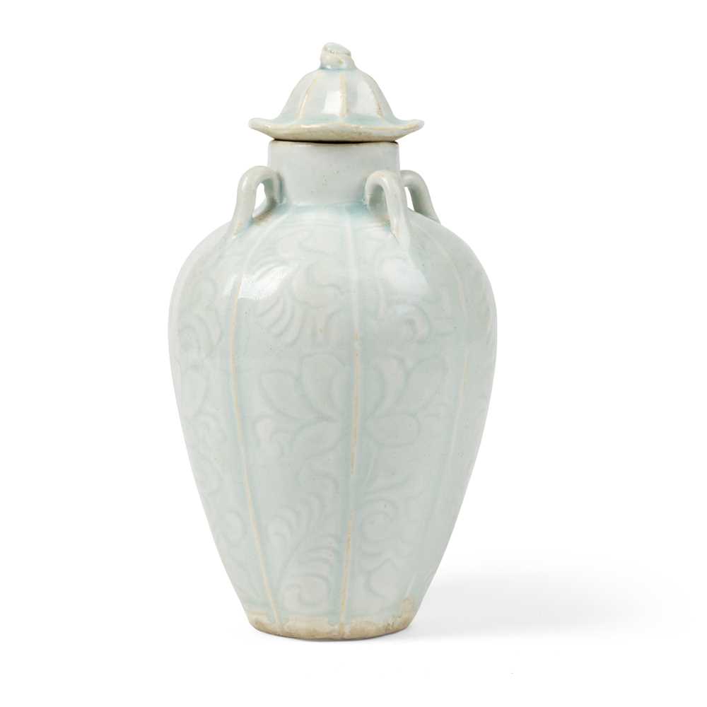 Appraisal: QINGBAI 'FLOWER' LOBED VASE WITH COVER SONG DYNASTY OR LATER