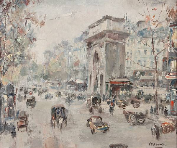 Appraisal: Cesar A Villacres Ecuadorian born Parisian street scenes a pair