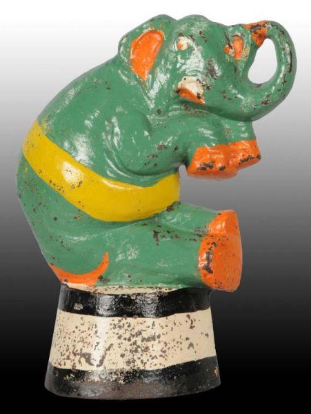 Appraisal: Elephant on Drum Cast Iron Doorstop Description Signed No Taylor