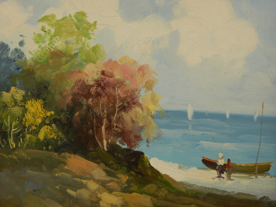 Appraisal: Margaret Meta Meston thC Coastal scene oil on board -