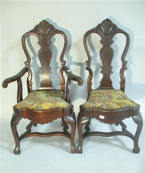 Appraisal: QUEEN ANNE STYLE ARMCHAIR AND SIDE CHAIR Late th early