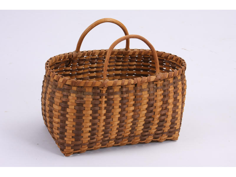 Appraisal: NC Cherokee Shopping Basket split oak with two bentwood handles