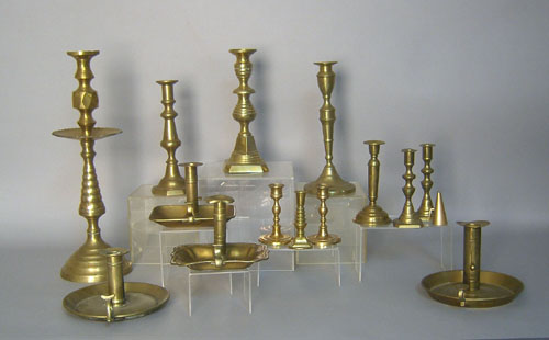 Appraisal: Group of brass candlesticks tallest - h