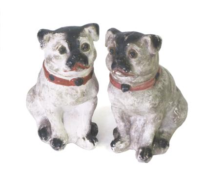 Appraisal: Pair of painted chalkware dogs th th century