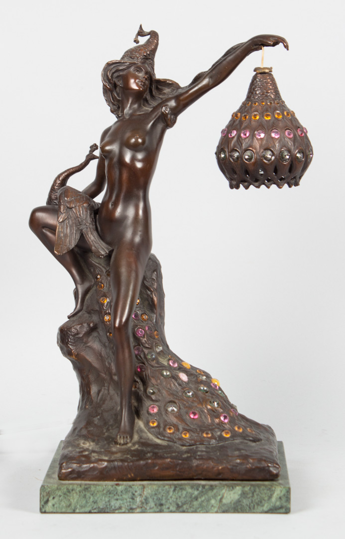 Appraisal: Art Nouveau style bronze figural lamp modeled as female nude