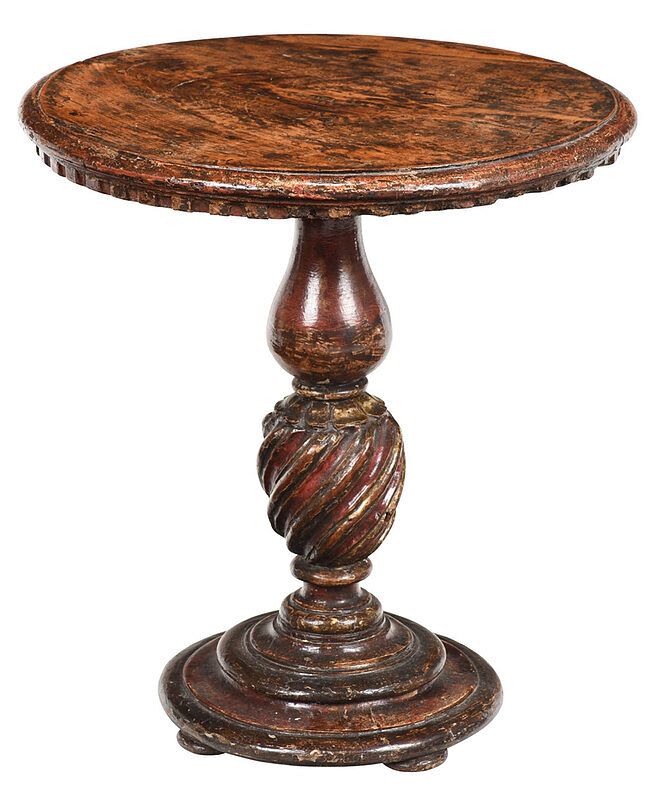 Appraisal: Baroque Painted Walnut Pedestal Side Table probably Italian th th