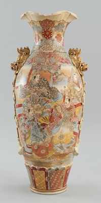 Appraisal: A Monumental Satsuma Vase Thickly potted vase of baluster form