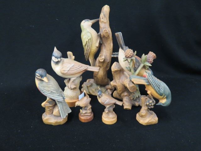 Appraisal: Anri Carved Wood Bird Figurines various to excellent