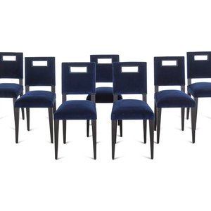 Appraisal: A Set of Eight Henryot and Cie Velvet-Upholstered Dining Chairs