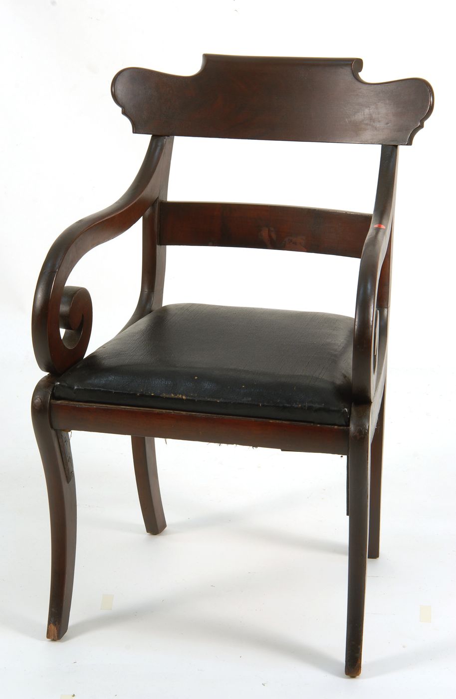 Appraisal: ANTIQUE AMERICAN CLASSICAL GENTLEMAN'S ARMCHAIR Boston Circa - In mahogany