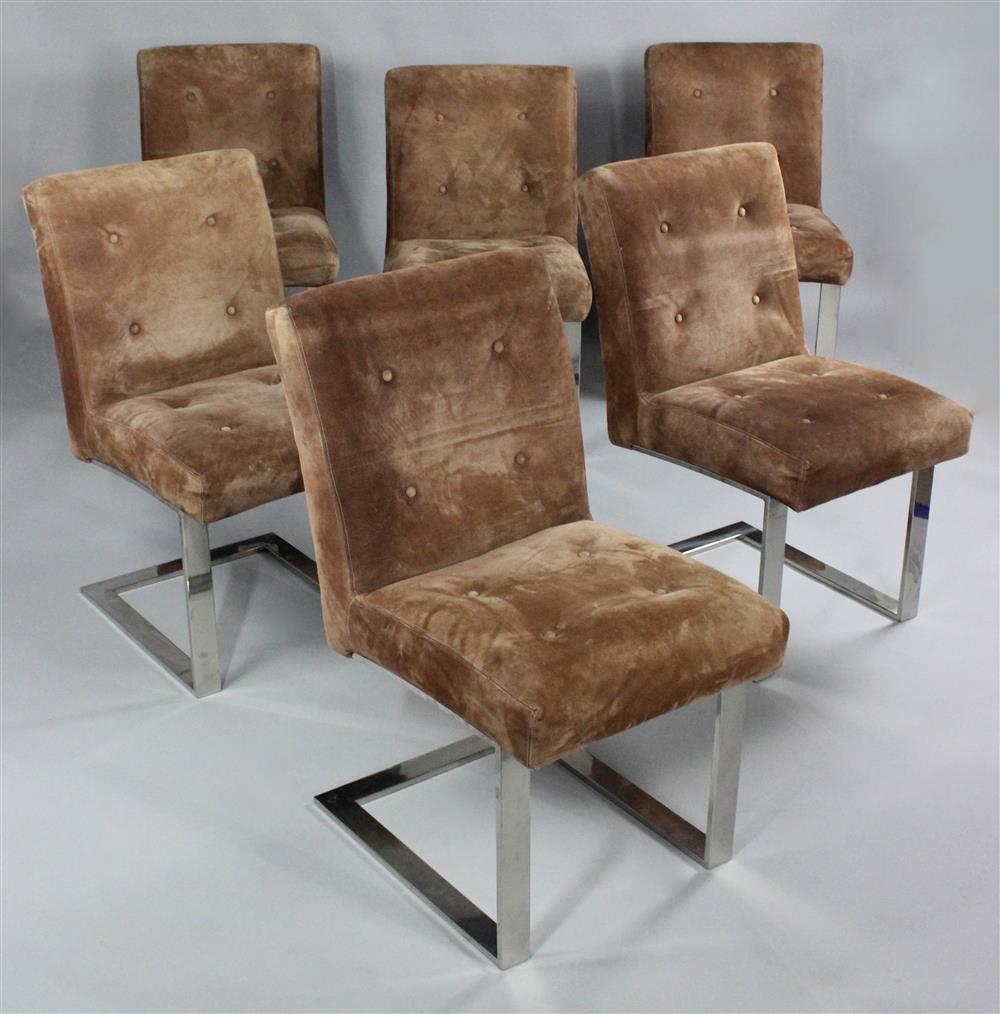 Appraisal: SET OF SIX PAUL EVANS FOR DIRECTIONAL FURNITURE SUEDE UPHOLSTERED