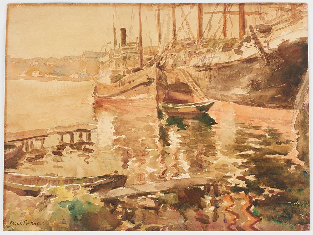 Appraisal: Edgar Forkner Harbor Watercolor Edgar Forkner American - Watercolor painting