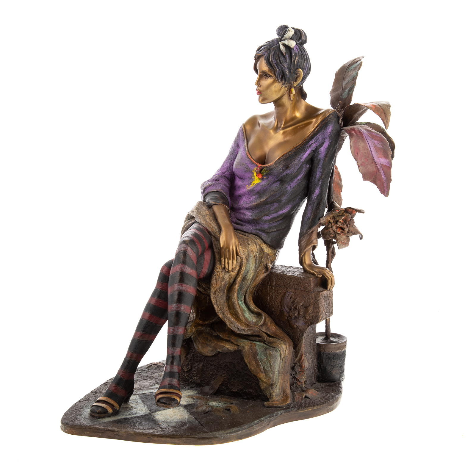 Appraisal: ISAAC MAIMON MONIQUE BRONZE Israeli b Polychrome bronze figure of