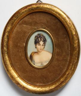 Appraisal: Portrait Miniature Antique after Francois Gerard Depicting French socialite Juliette