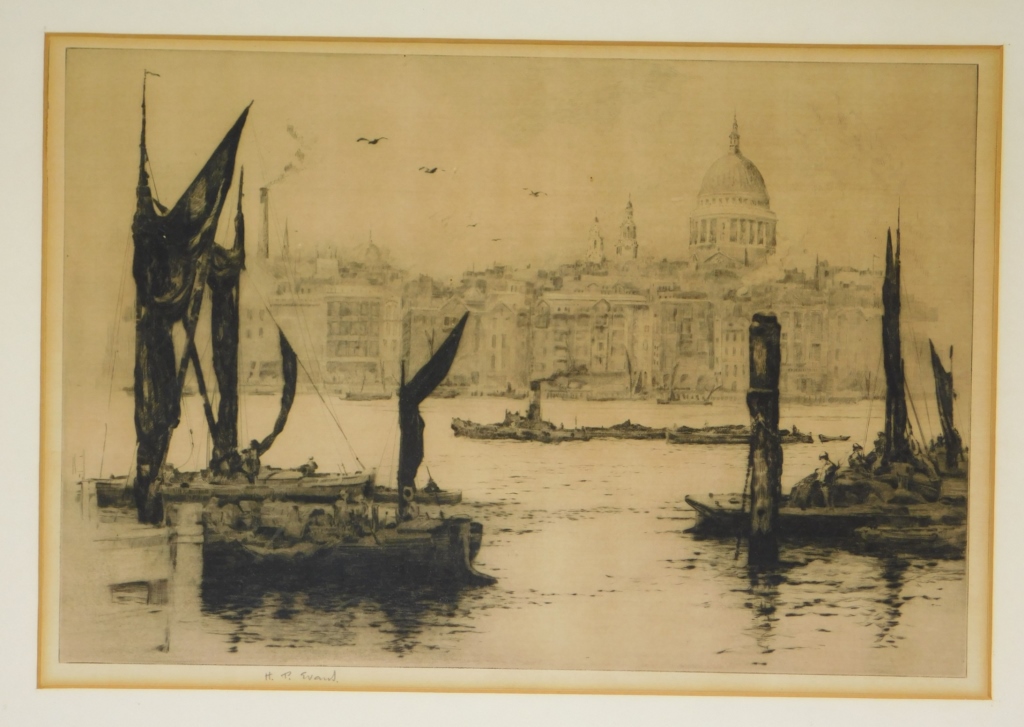 Appraisal: H P EVANS ST PAUL'S CATHEDRAL FROM THAMES ETCHING H