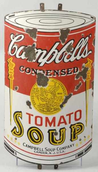 Appraisal: Curved Porcelain Campbell's Tomato Soup Sign Description to Still retains